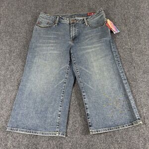 Seven7 Jeans 16 Wide Leg Baggy Cropped Boho Breezy Coastal Beach Bedazzled 35x20